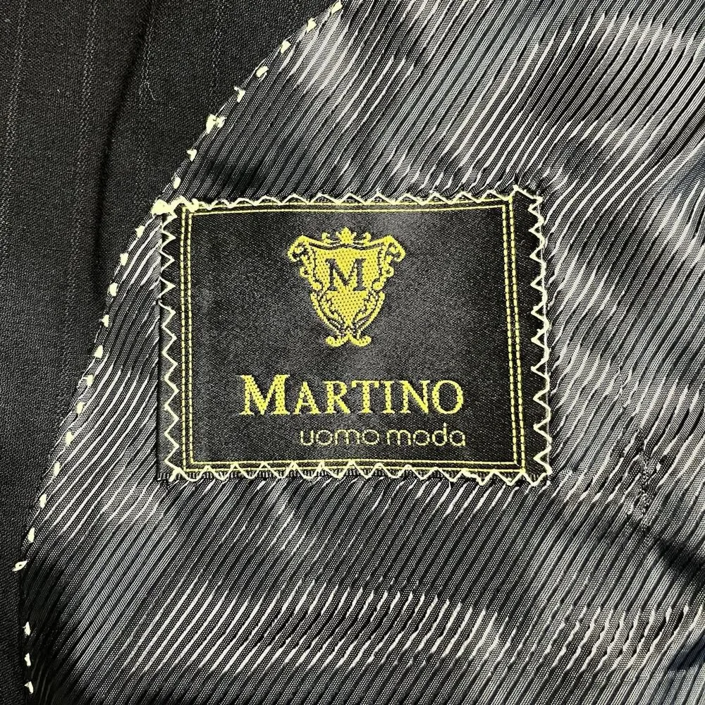 Martino Uomo Moda 2pc Suit Men’s Subtle Black Pinstripe 42R W32xL31